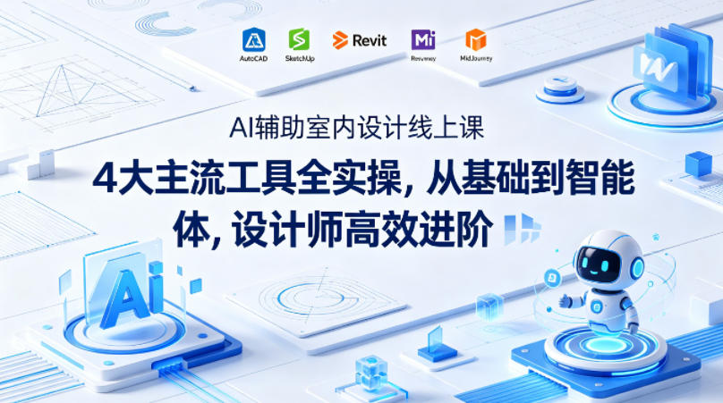 AI辅助室内设计线上课｜4大主流工具全实操，从基础到智能体，设计师高效进阶-小言网创资源站