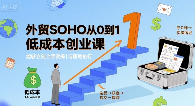 外贸SOHO从0到1低成本创业课，能够立刻上手实操与落地执行-小言网创资源站