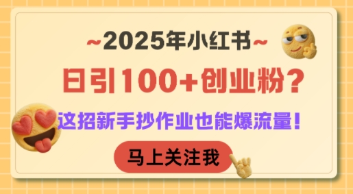 2025年小红书日引100+创业粉？这招新手抄作业也能爆流量！-小言网创资源站