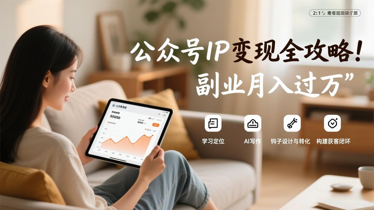 公众号IP变现全攻略，学习定位、AI写作、钩子设计与转化，构建获客闭环，副业月入过万-小言网创资源站