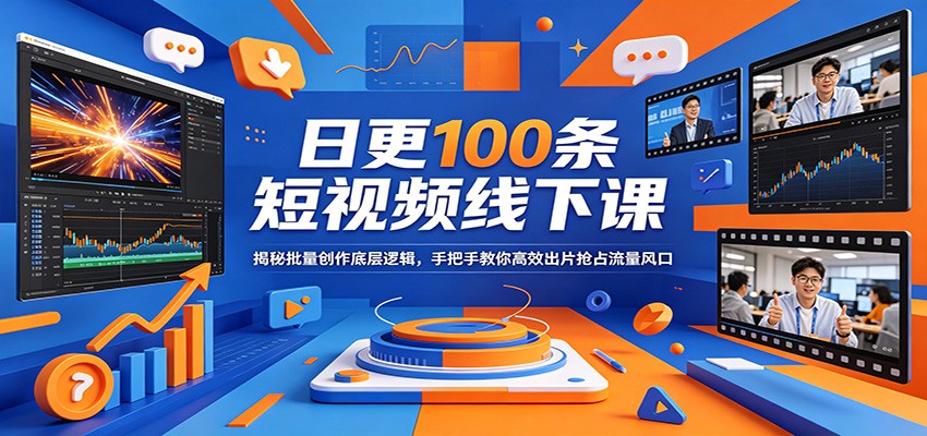 日更100条短视频线下课：揭秘批量创作底层逻辑，手把手教你高效出片抢占流量风口-小言网创资源站