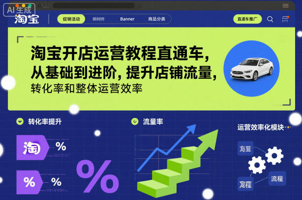 淘宝开店运营教程直通车，从基础到进阶，提升店铺流量，转化率和整体运营效率(更新26年4月20日)-小言网创资源站