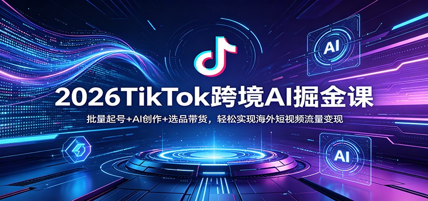 2026TikTok跨境AI掘金课：批量起号+AI创作+选品带货，轻松实现海外短视频流量变现-小言网创资源站