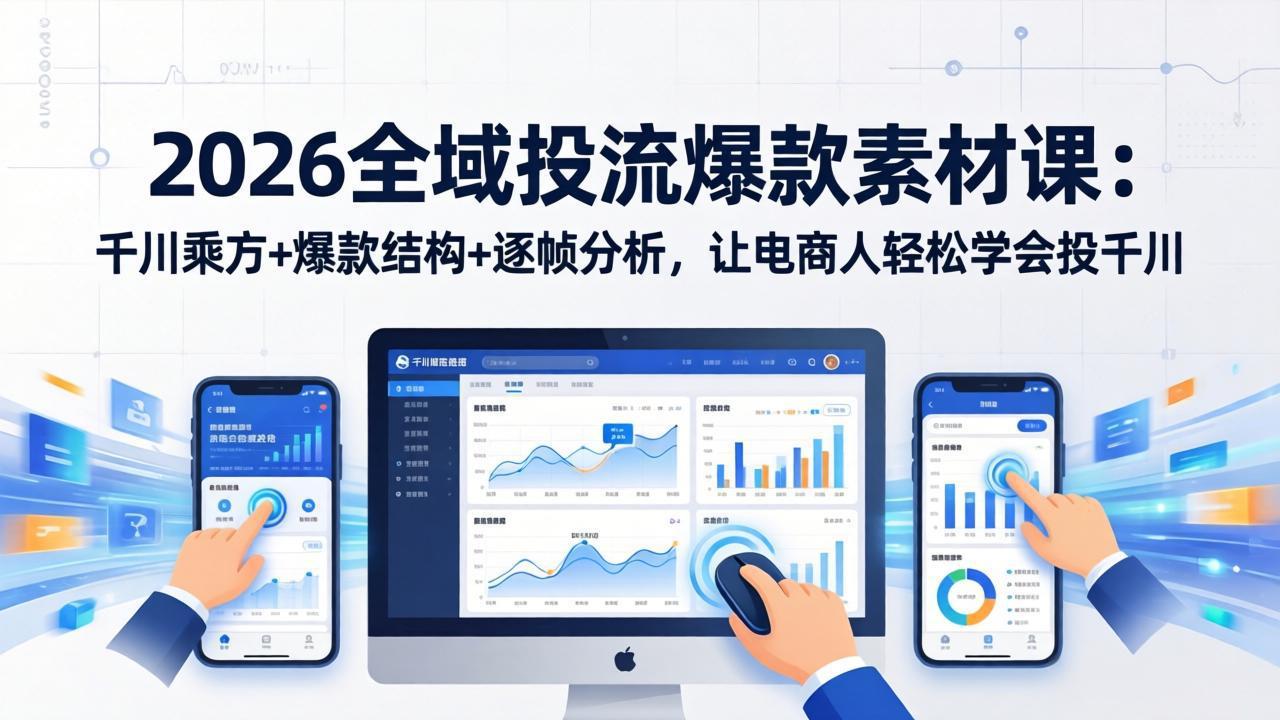 2026全域投流爆款素材课：千川乘方+爆款结构+逐帧分析，让电商人轻松学会投千川-小言网创资源站