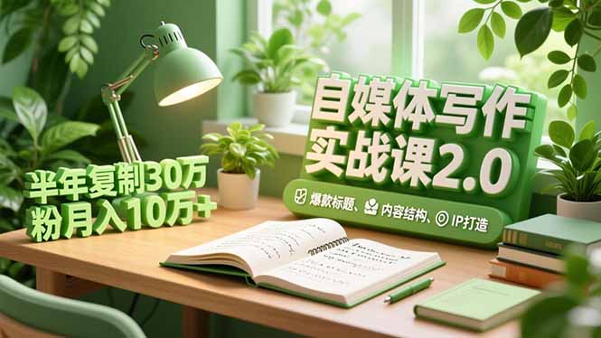 自媒体写作实战课2.0，爆款标题、内容结构、IP打造，半年复制30万粉月入10万+-小言网创资源站