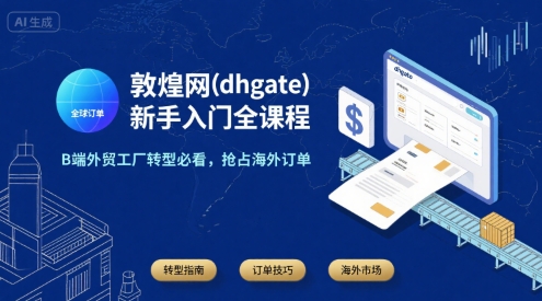 敦煌网(dhgate)新手入门全课程，B端外贸工厂转型必看，抢占海外订单-小言网创资源站