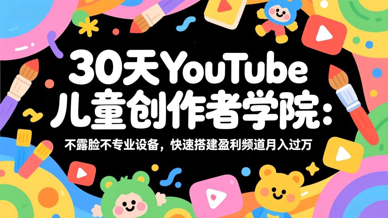 30天YouTube儿童创作者学院：不露脸不专业设备，快速搭建盈利频道月入过万-小言网创资源站