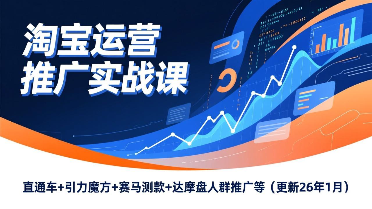 淘宝运营推广实战课，直通车+引力魔方+赛马测款+达摩盘人群推广等(更新26年1月-小言网创资源站