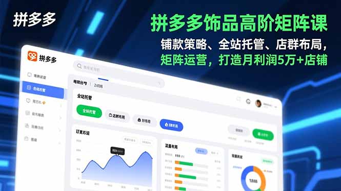 拼多多饰品高阶矩阵课，铺款策略、全站托管、店群布局，矩阵运营，打造月利润5万+店铺-小言网创资源站