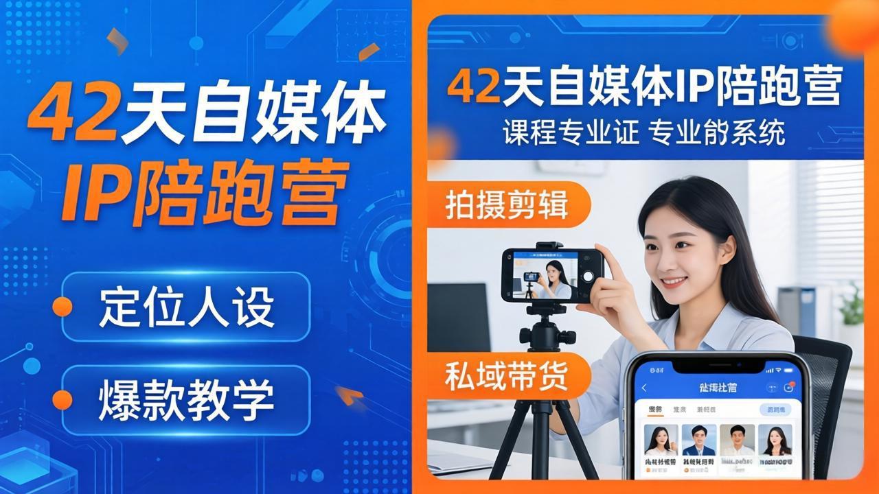 42天自媒体IP陪跑营-26年4月19更新：定位人设爆款全教学，拍摄剪辑私域带货一站式落地-小言网创资源站