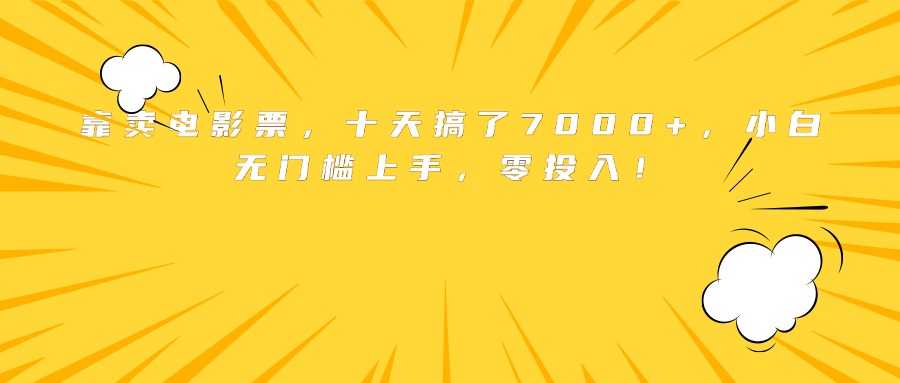 靠卖电影票，十天搞了7000+，小白无门槛上手，零投入！-小言网创资源站