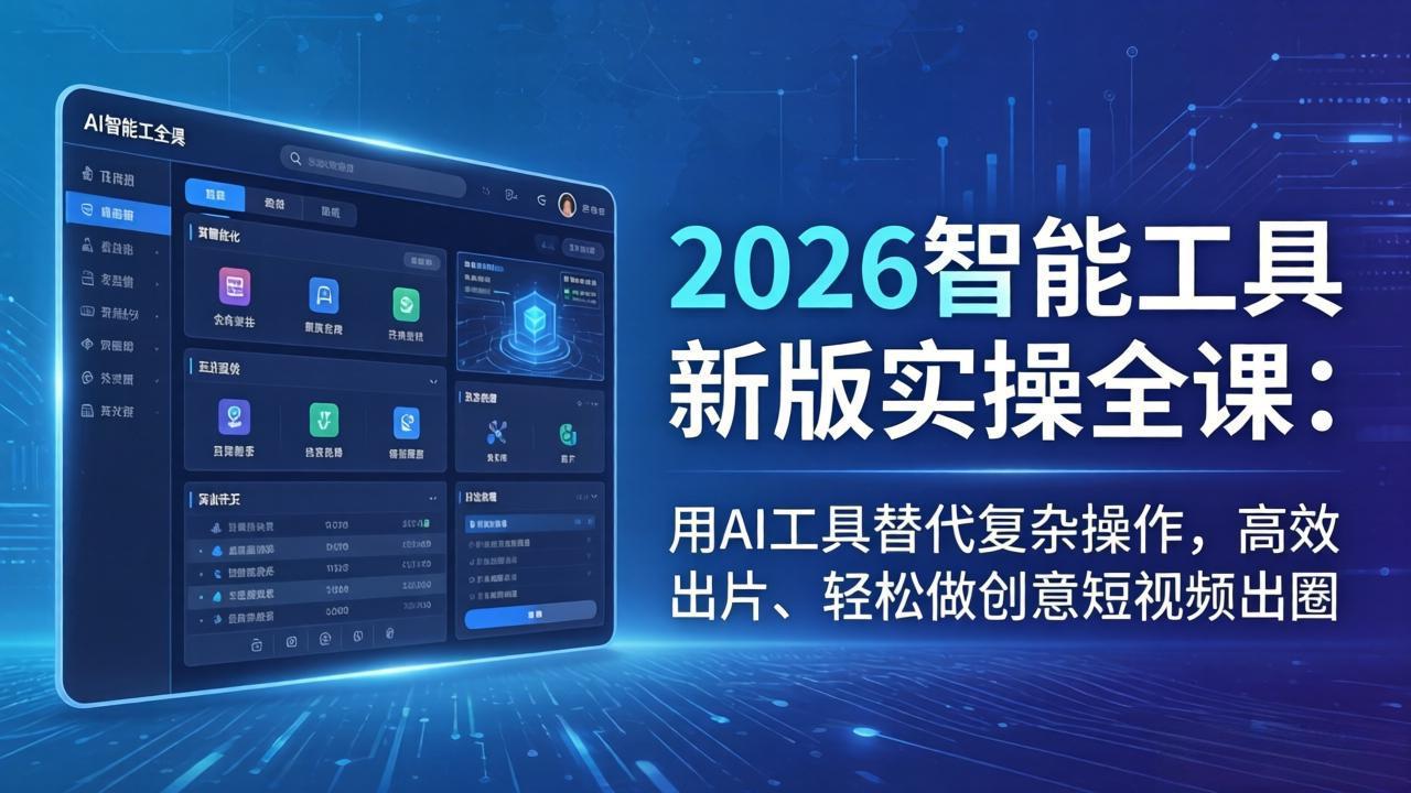 2026智能工具新版实操全课：用AI工具替代复杂操作，高效出片、轻松做创意短视频出圈-小言网创资源站