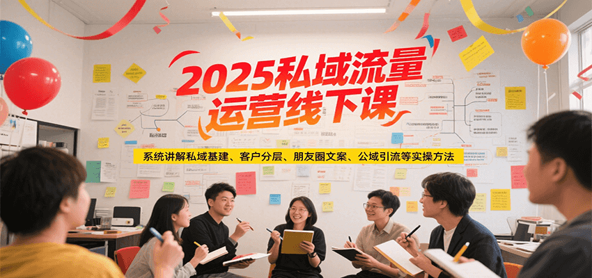 2025私域流量运营线下课，系统讲解私域基建/客户分层/朋友圈文案/公域引流等实操方法-小言网创资源站