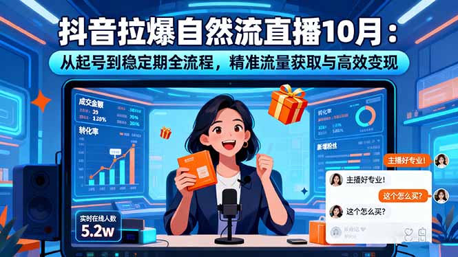 抖音拉爆自然流直播10月：从起号到稳定期全流程，精准流量获取与高效变现-小言网创资源站