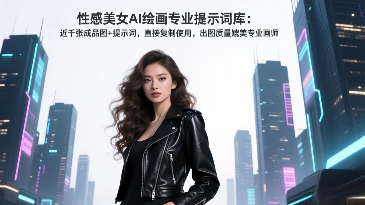 性感美女AI绘画专业提示词库：近千张成品图+提示词，直接复制使用，出图质量媲美专业画师-小言网创资源站