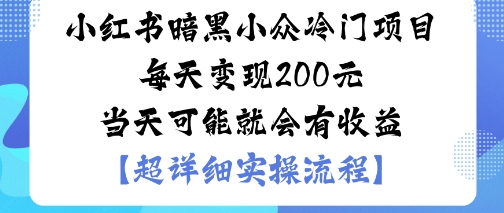 小红书暗黑小众冷门项目每天变现2张当天可能就会有收益-小言网创资源站