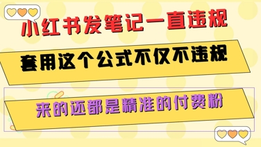 小红书发笔记一直违规，套用这个公式不仅不违规，来的还都是精准的付费粉-小言网创资源站