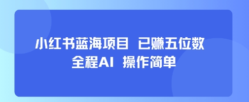 小红书蓝海项目，全程AI，操作简单，已挣五位数-小言网创资源站