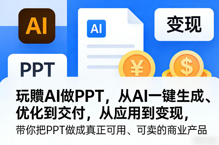 玩賺AI做PPT，从AI一键生成、优化到交付，从应用到变现，带你把PPT做成真正可用、可卖的商业产品(更新0421)-小言网创资源站
