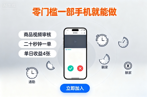零门槛一部手机就能做，商品视频审核，通勤躺家碎片时间都能做，二十秒钟一单，单日收益4张【揭秘】-小言网创资源站