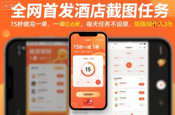 全网首发酒店截图任务，15秒做完一单，一单0.6米，每天任务不设限，矩阵操作日入3张【揭秘】-小言网创资源站