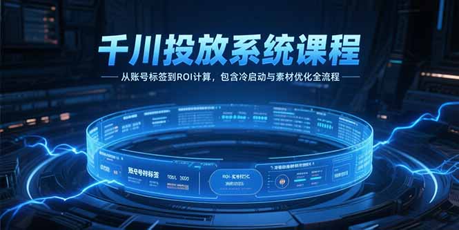 千川投放系统课程，从账号标签到ROI计算，包含冷启动与素材优化全流程-小言网创资源站