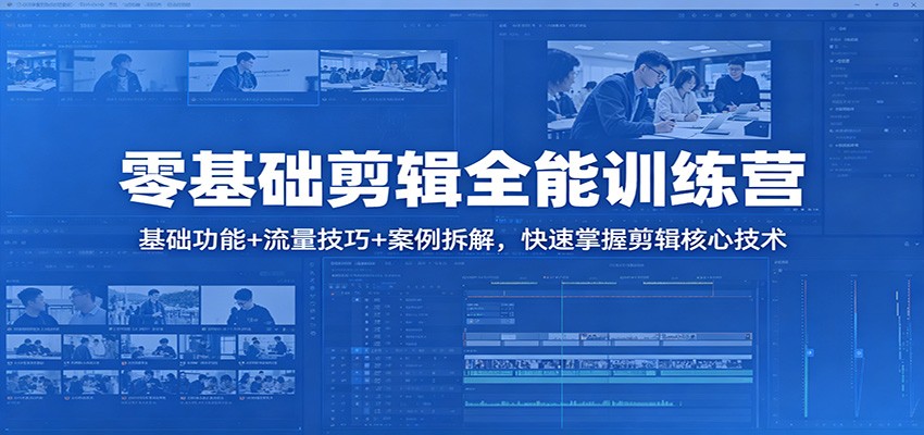 零基础剪辑全能训练营：基础功能+流量技巧+案例拆解，快速掌握剪辑核心技术-小言网创资源站