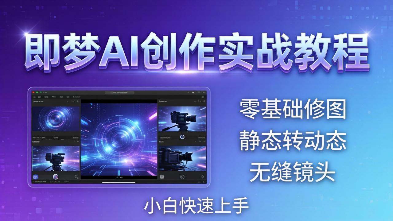 即梦AI创作实战教程，从零基础修图到AI导演，实战教学静态转动态+无缝镜头，小白快速上手-小言网创资源站