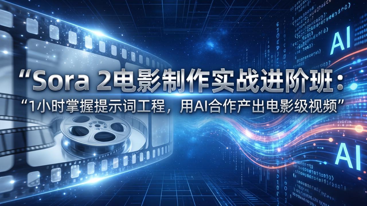Sora 2电影制作实战进阶班：1小时掌握提示词工程，用AI合作产出电影级视频-小言网创资源站
