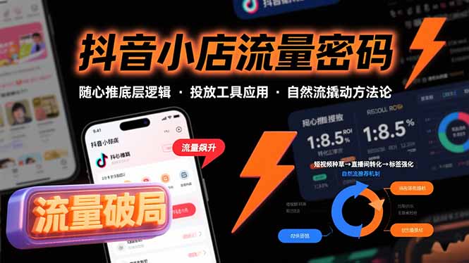 抖音小店流量密码，随心推底层逻辑，投放工具应用，自然流撬动核心方法论-小言网创资源站