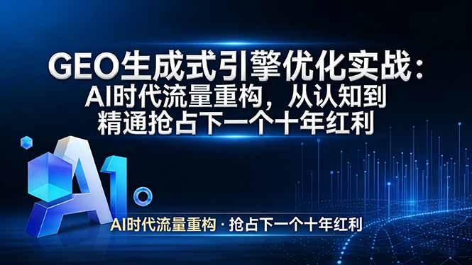 GEO 生成式引擎优化实战：AI时代流量重构，从认知到精通抢占下一个十年红利-小言网创资源站
