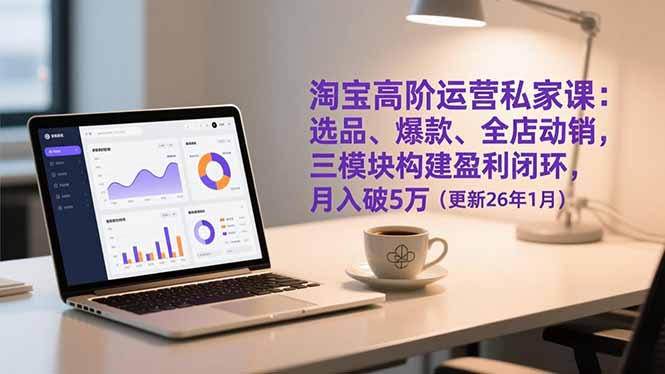 淘宝高阶运营私家课：选品、爆款、全店动销，三模块构建盈利闭环，月入破5万(更新26年1月-小言网创资源站