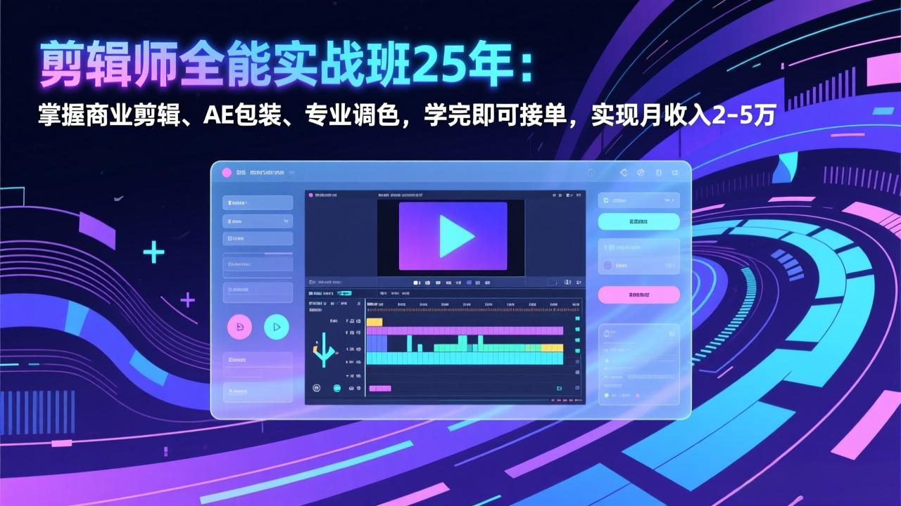剪辑师全能实战班25年：掌握商业剪辑、AE包装、专业调色，学完即可接单，实现月收入2-5万-小言网创资源站