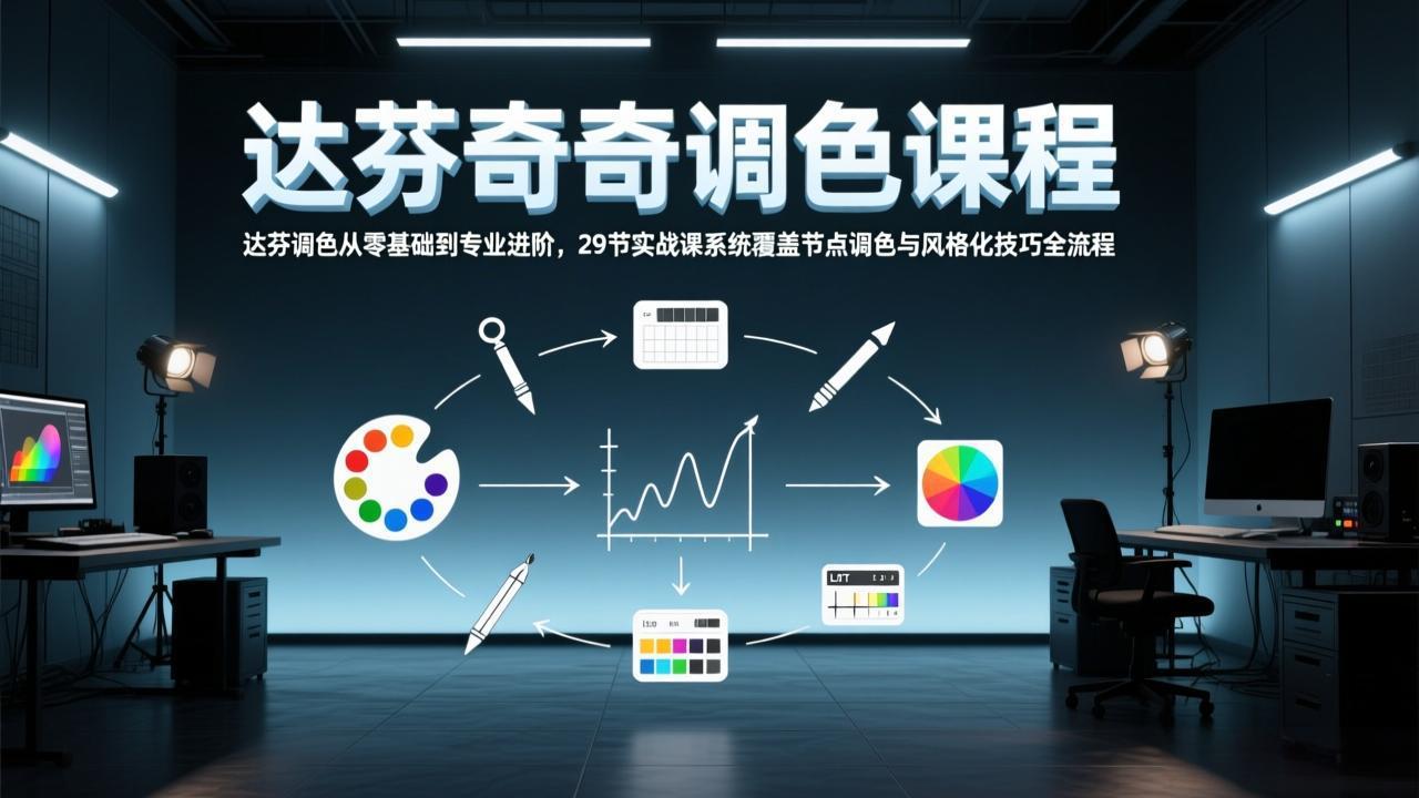 达芬奇调色从零基础到专业进阶，29节实战课系统覆盖节点调色与风格化技巧全流程-小言网创资源站
