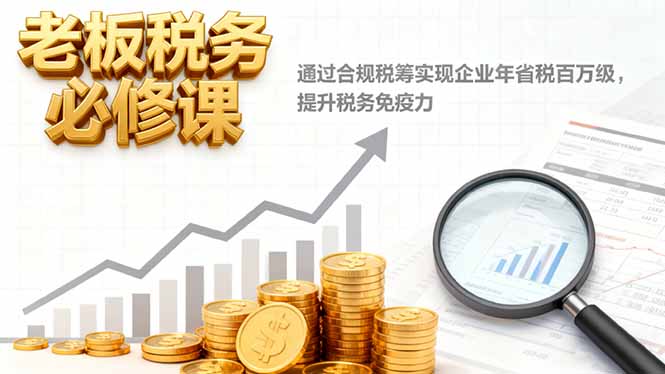 老板税务必修课，通过合规税筹实现企业年省税百万级，提升税务免疫力-小言网创资源站