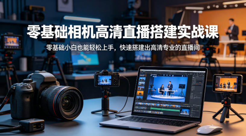 零基础相机高清直播间搭建实战课，小白也能轻松上手，快速搭建出高清专业的直播间-小言网创资源站
