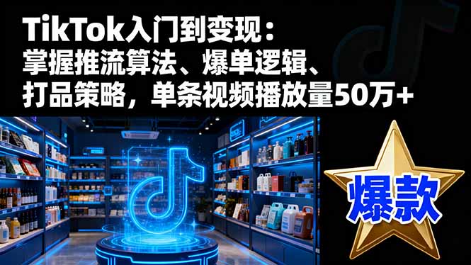 TikTok入门到变现：掌握推流算法、爆单逻辑、打品策略，单条视频播放量50w-小言网创资源站