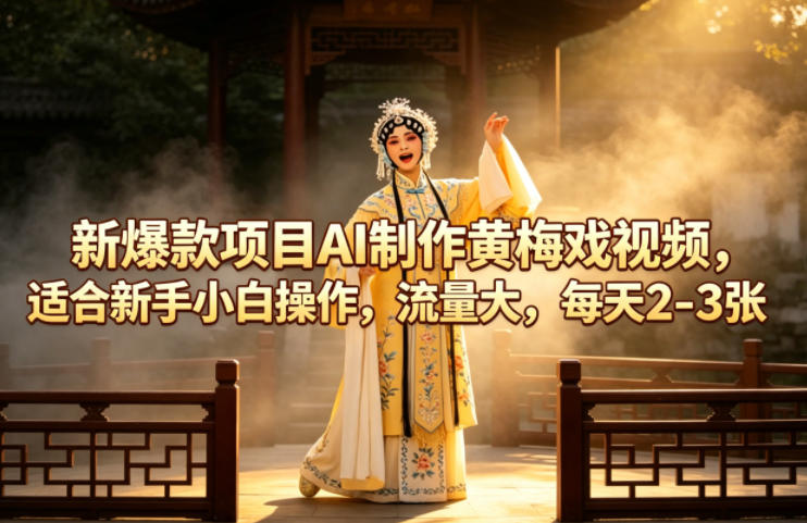 新爆款项目AI制作黄梅戏视频，适合新手小白操作，流量大，每天2-3张-小言网创资源站