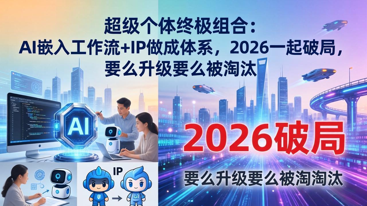 超级个体终极组合：AI嵌入工作流+IP做成体系，2026一起破局，要么升级要么被淘汰-小言网创资源站