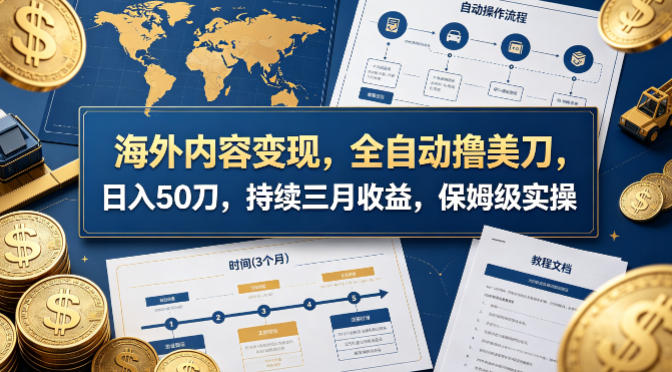 海外内容变现，全自动撸美刀，日入50刀，持续三月收益，保姆级实操【揭秘】-小言网创资源站
