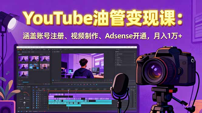 2025YouTube油管变现课：涵盖账号注册、视频制作、Adsense开通，月入1万+-小言网创资源站