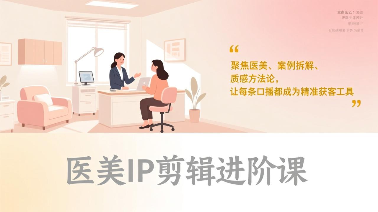 医美IP剪辑进阶课，聚焦医美、案例拆解、质感方法论，让每条口播都成为精准获客工具-小言网创资源站