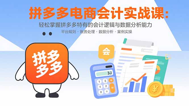 拼多多电商会计实战课：轻松掌握拼多多特有的会计逻辑与数据分析能力-小言网创资源站