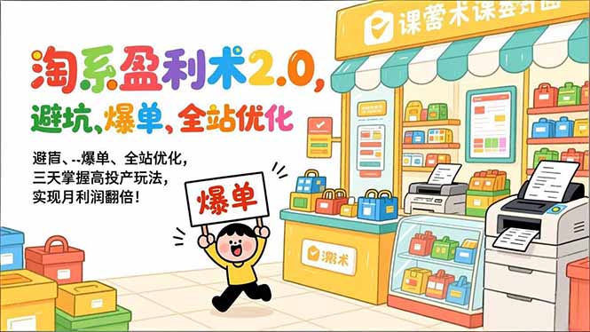 淘系盈利术2.0，避坑、爆单、全站优化，三天掌握高投产玩法，实现月利润翻倍！-小言网创资源站