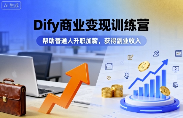 Dify商业变现训练营，帮助普通人升职加薪，获得副业收入-小言网创资源站