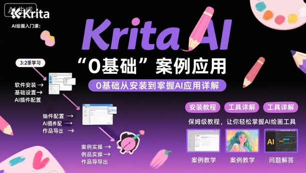 Krita AI绘画入门课，0基础从安装到案例应用krita AI使用详解-小言网创资源站