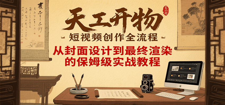 天工开物短视频创作全流程，从封面设计到最终渲染的保姆级实战教程-小言网创资源站