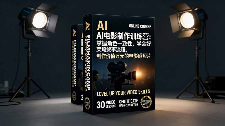AI电影制作训练营：掌握角色一致性，学会好莱坞叙事流程，制作价值万元的电影感短片-小言网创资源站