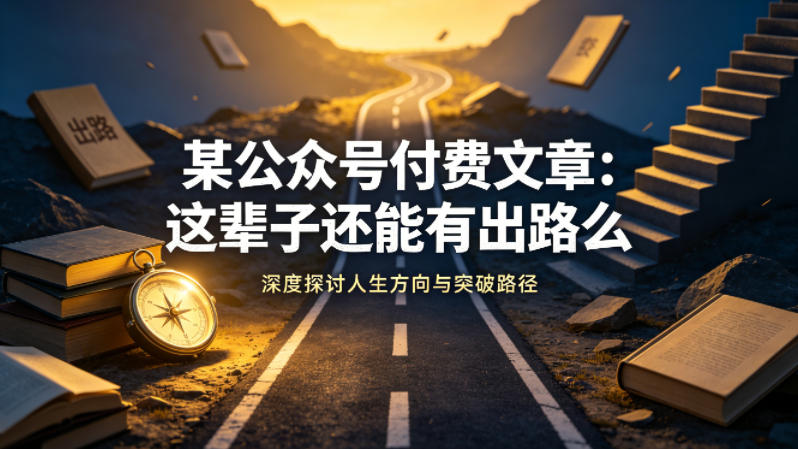 某公众号付费文章：这辈子还能有出路么-小言网创资源站