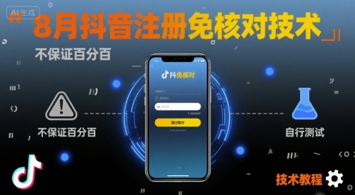8月抖音注册免核对技术，不保证百分百，自测-小言网创资源站